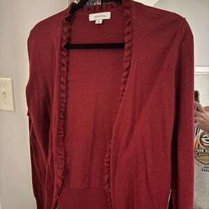 Merona Women's Ruffled Red Cardigan